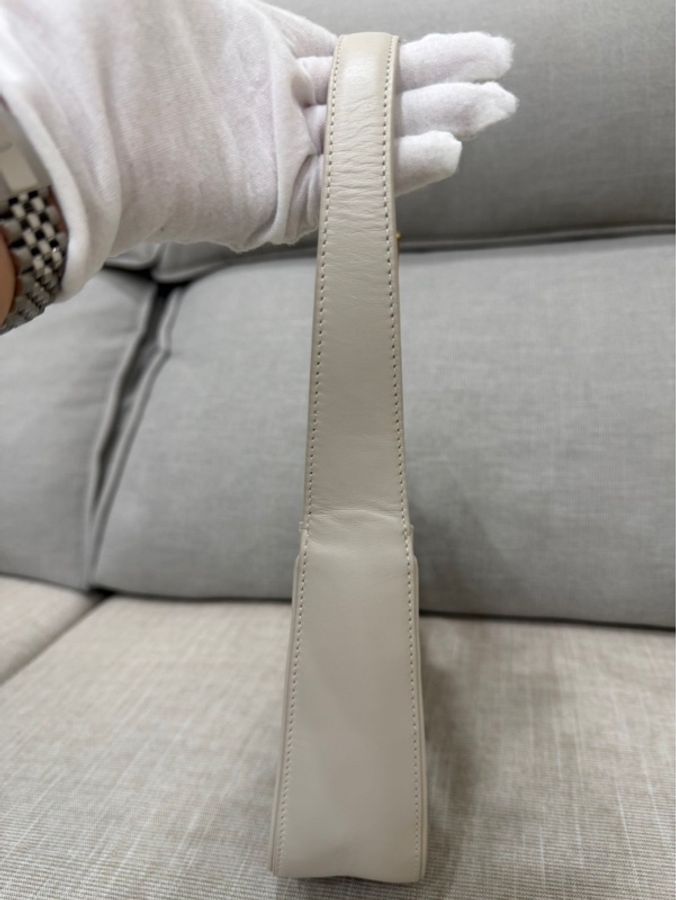 YSL Le 5 A 7 IN SMOOTH LEATHER hobo 腋下包 白色復古金扣-8