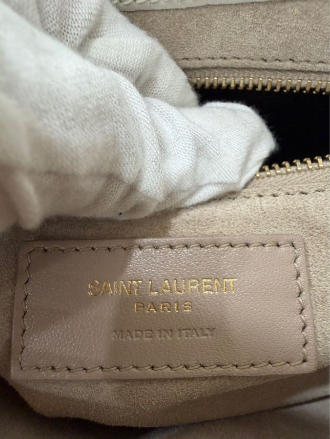 YSL Le 5 A 7 IN SMOOTH LEATHER hobo 腋下包 白色復古金扣-24