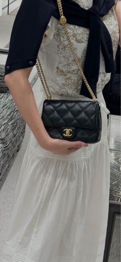 Chanel香奈兒cf方胖子愛心調節扣 黑金-0