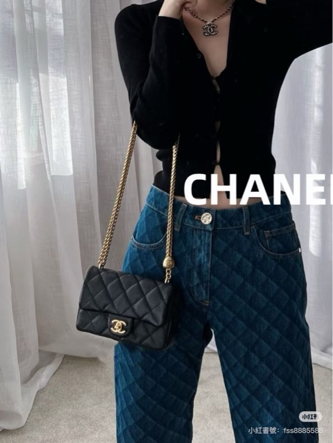 Chanel香奈兒cf方胖子愛心調節扣 黑金-3