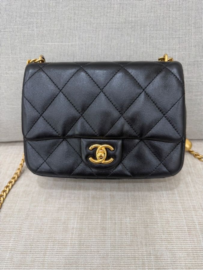 Chanel香奈兒cf方胖子愛心調節扣 黑金-7