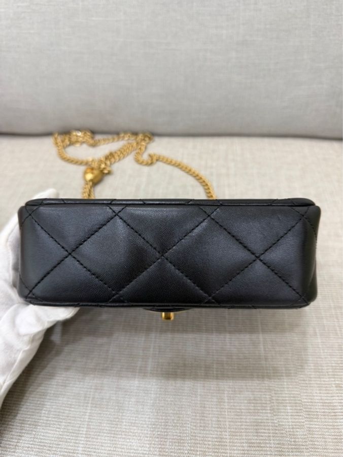 Chanel香奈兒cf方胖子愛心調節扣 黑金-12