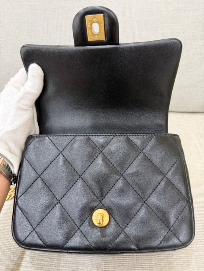Chanel香奈兒cf方胖子愛心調節扣 黑金-15