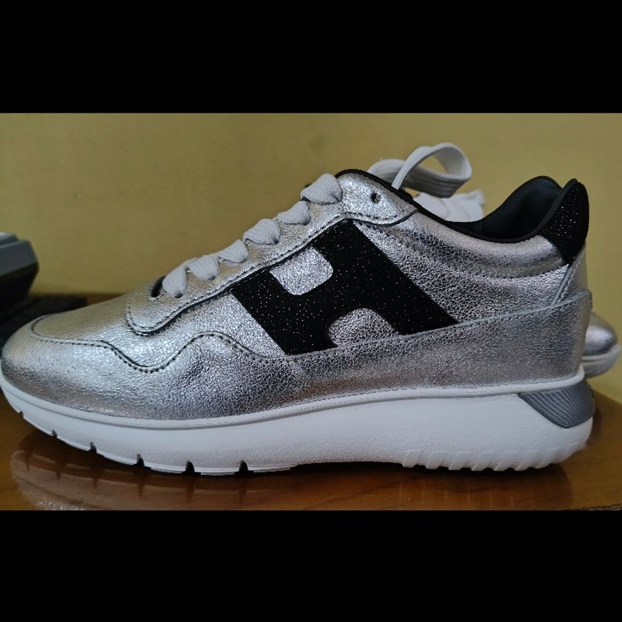 hogan (35.5 size)tods 姐妹牌 現貨全新 真品 增高鞋 銀灰色 h logo 名牌鞋 厚底鞋-1