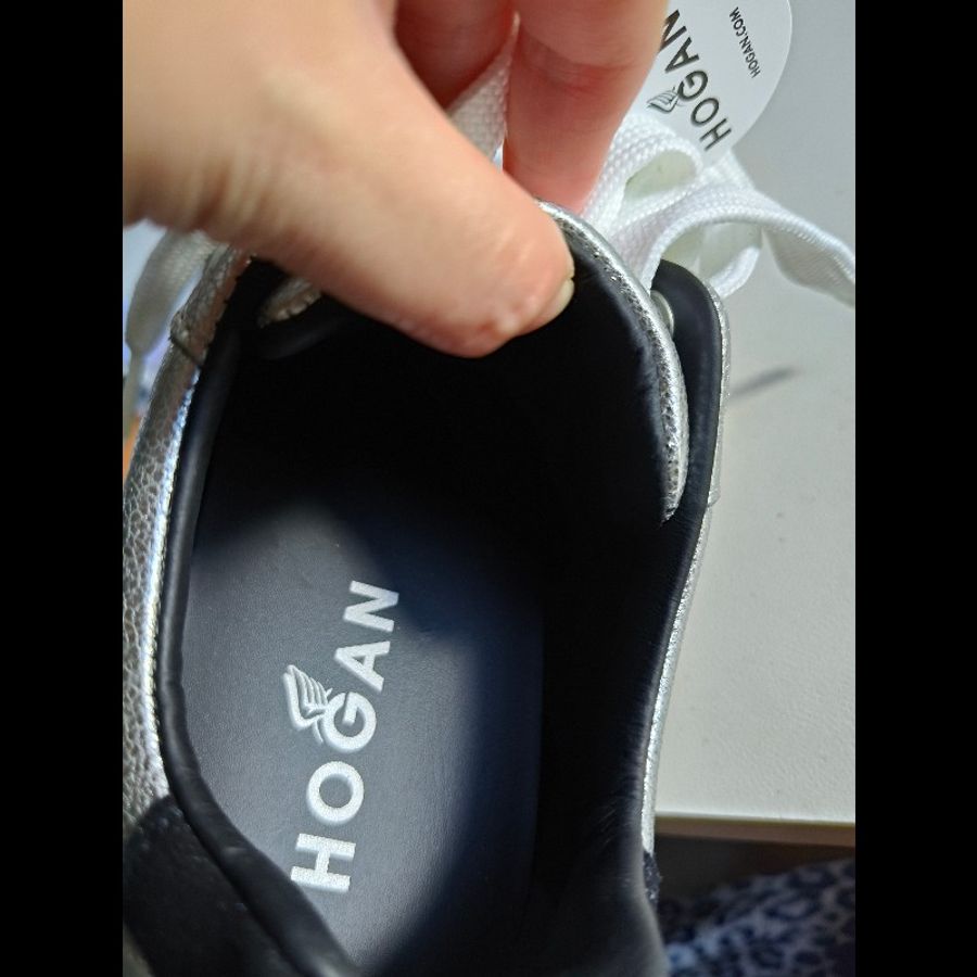 hogan (35.5 size)tods 姐妹牌 現貨全新 真品 增高鞋 銀灰色 h logo 名牌鞋 厚底鞋-9
