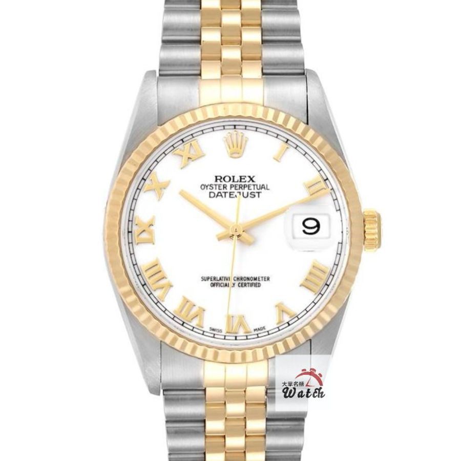 【大眾名錶】ROLEX 勞力士16233 Datejust 蠔式日誌 半金款 白瓷羅馬面盤 錶耳無孔 大眾名錶G365-0