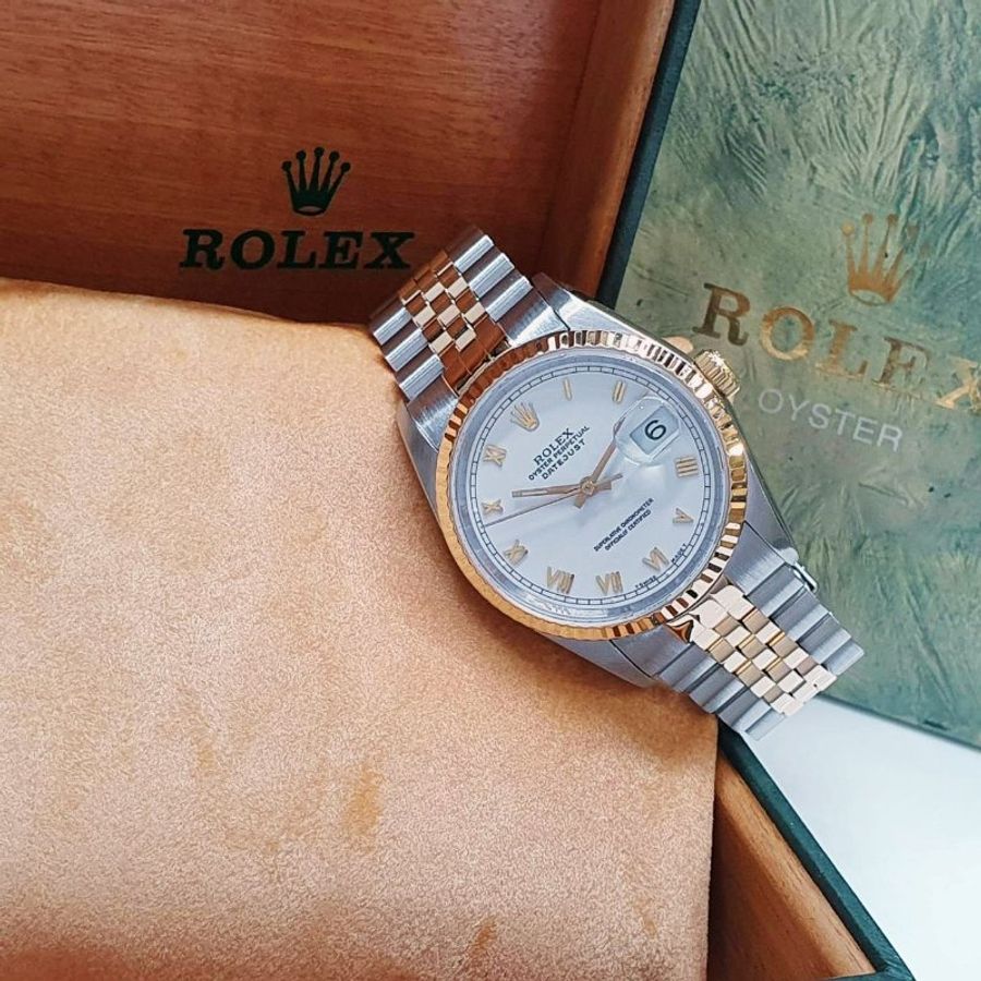【大眾名錶】ROLEX 勞力士16233 Datejust 蠔式日誌 半金款 白瓷羅馬面盤 錶耳無孔 大眾名錶G365-3