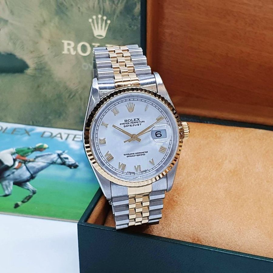 【大眾名錶】ROLEX 勞力士16233 Datejust 蠔式日誌 半金款 白瓷羅馬面盤 錶耳無孔 大眾名錶G365-4