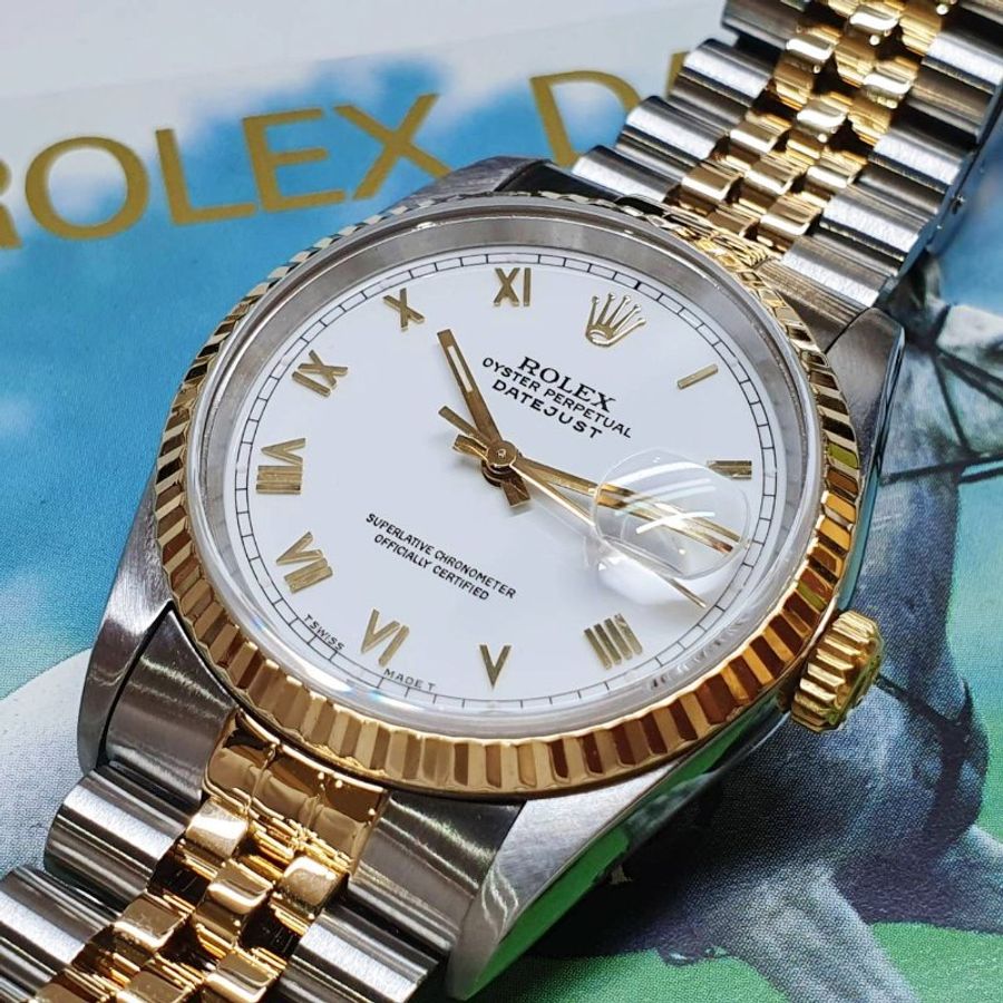 【大眾名錶】ROLEX 勞力士16233 Datejust 蠔式日誌 半金款 白瓷羅馬面盤 錶耳無孔 大眾名錶G365-5