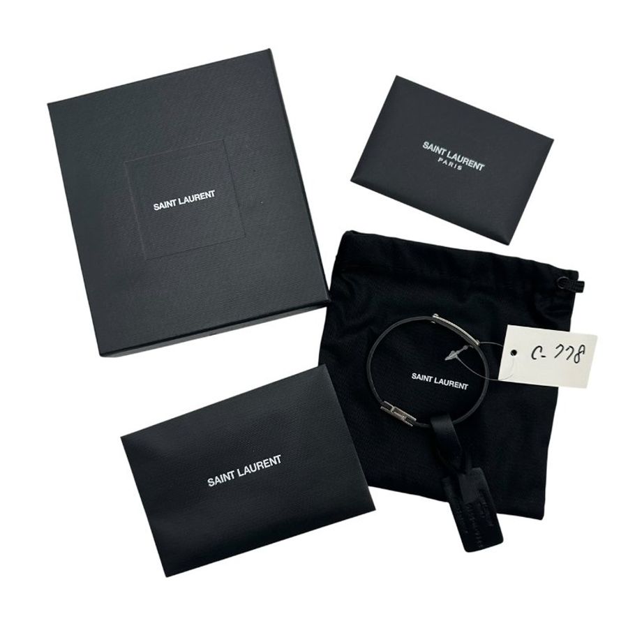 【美收精品】YSL 黑色皮革手環 C-778【隔月月中將轉賣至日本 上架期限30天】-0