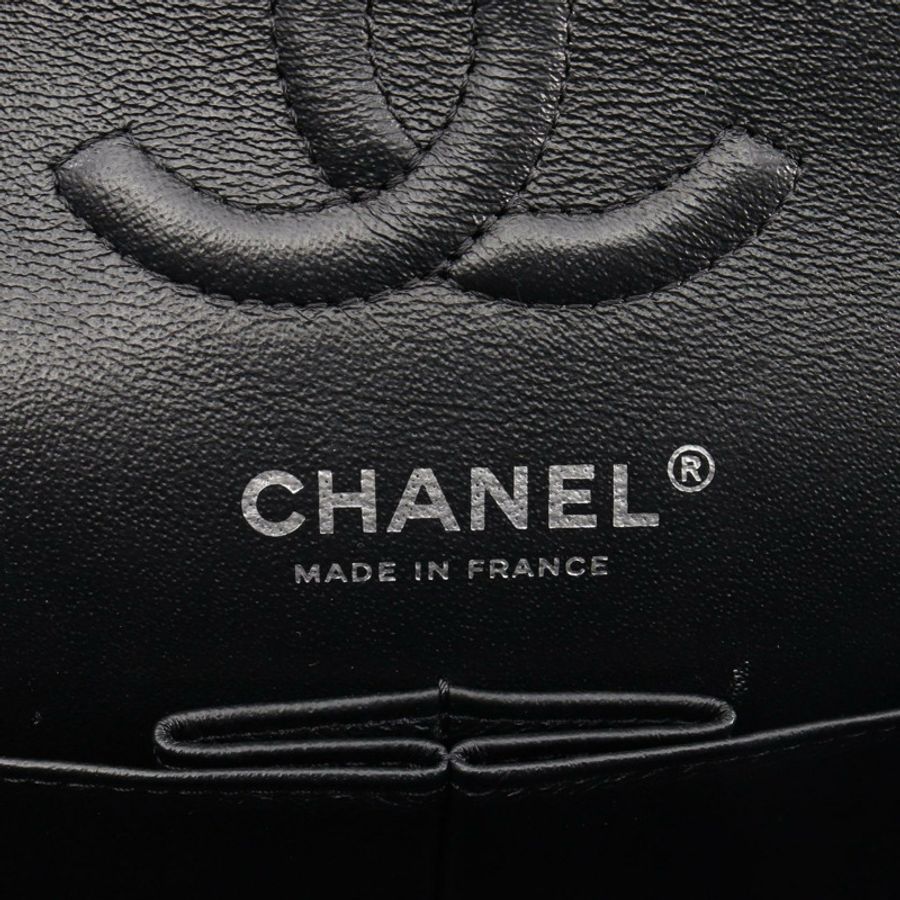 香奈兒 (CHANEL) 羊皮 (Lambskin) 黑色 V 字縫線單肩包,二手女款-3