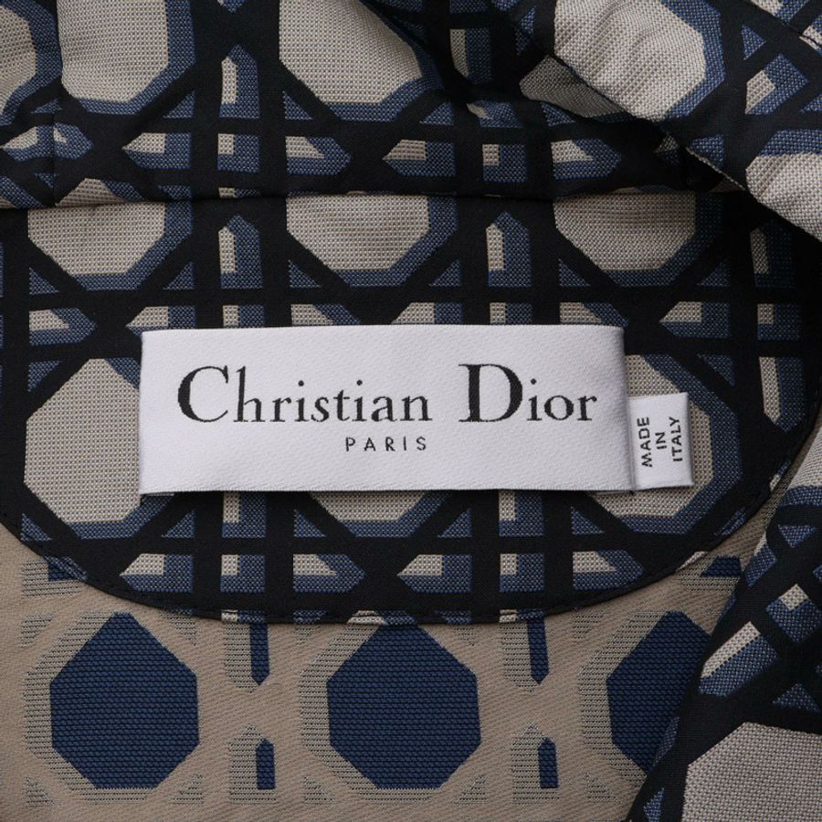 Dior Macrocannage 短袖連帽風衣 其他外套 417C19A2378 聚酯纖維 米色 海軍藍 黑色 二手 女款-2