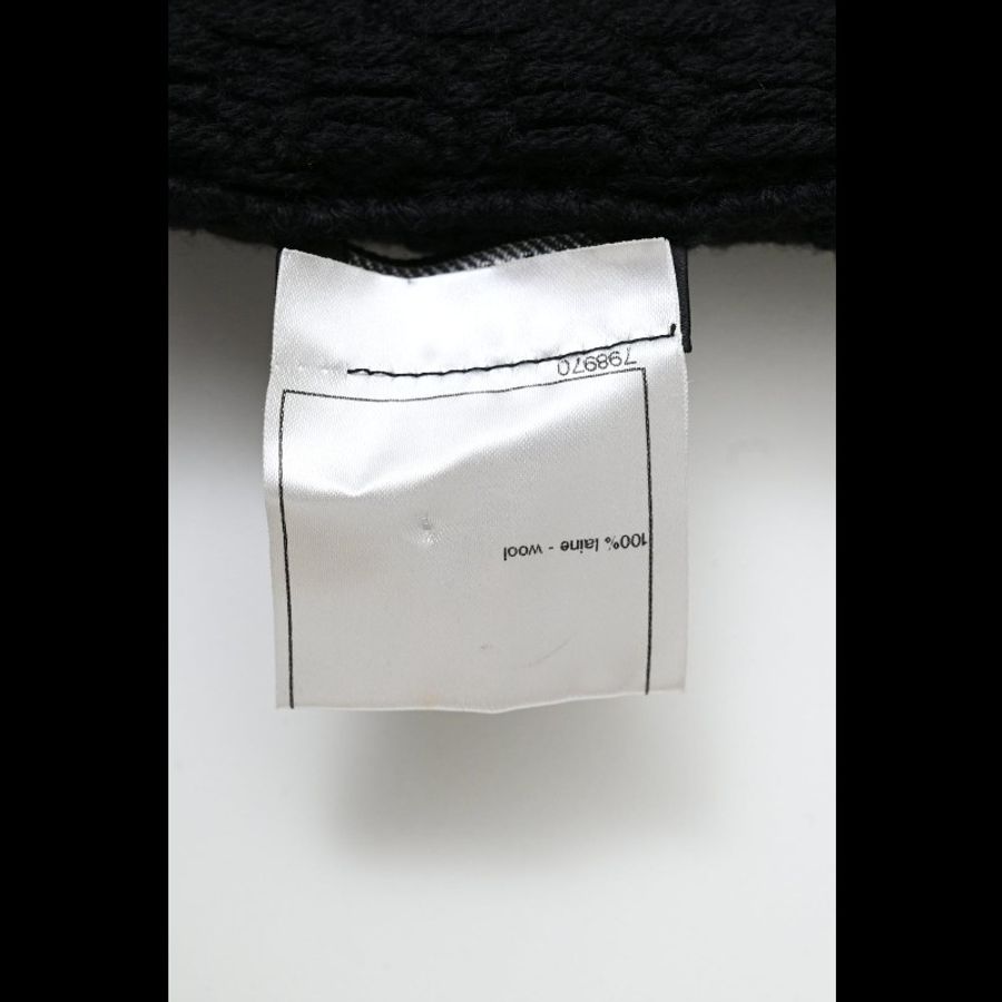 Chanel 11年黑色羊毛泡泡袖拼接连衣裙-8