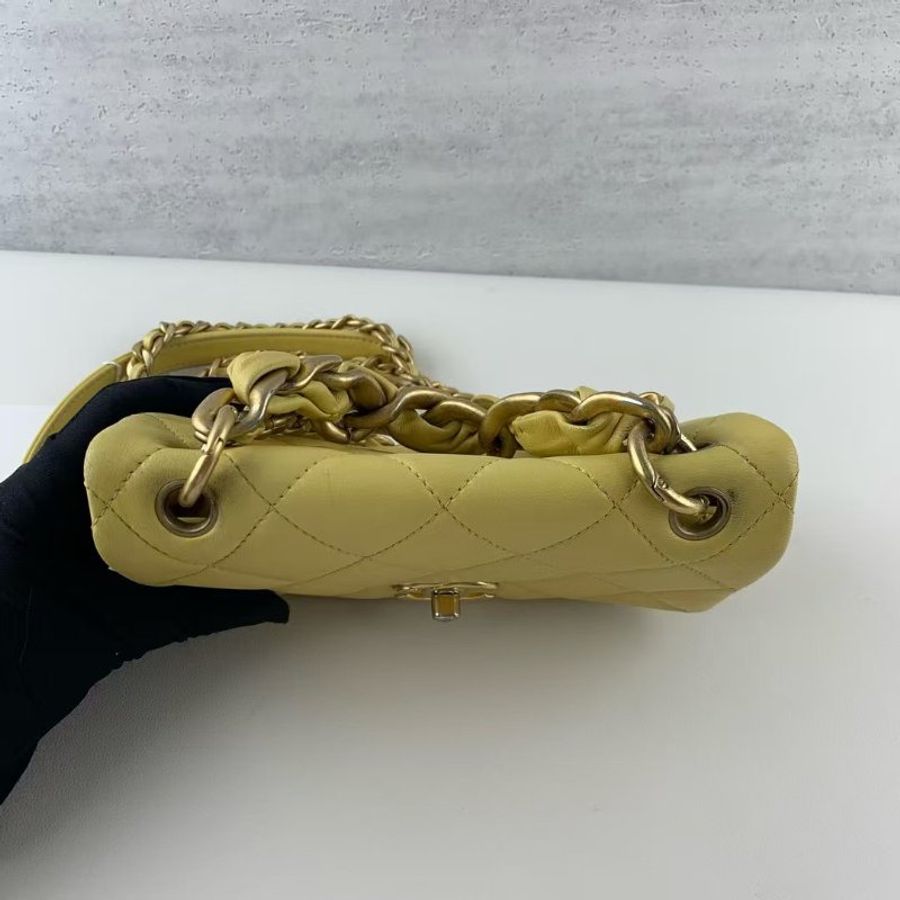 CHANEL 鵝黃色 CF 大MINI 18*13 98新配件塵袋-2