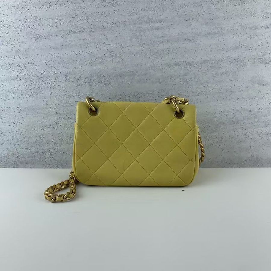 CHANEL 鵝黃色 CF 大MINI 18*13 98新配件塵袋-6