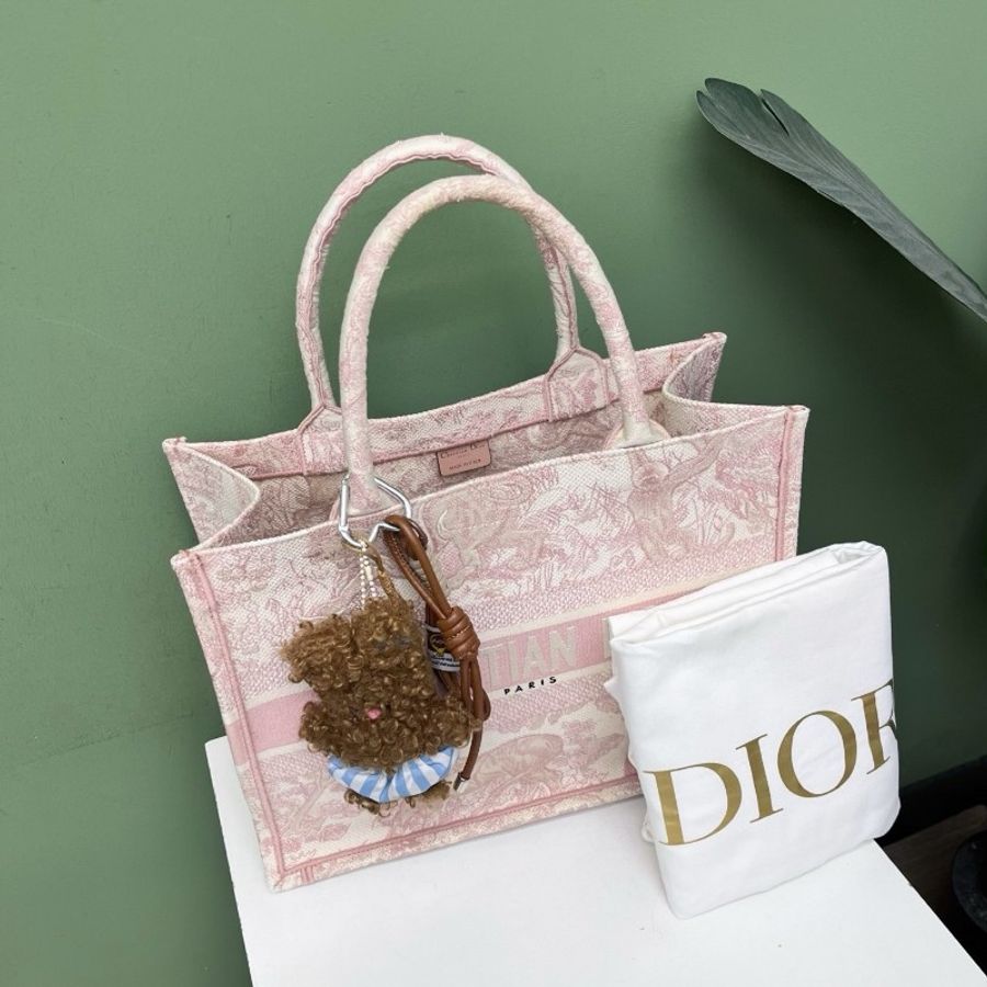 Dior迪奧粉色托特包-1