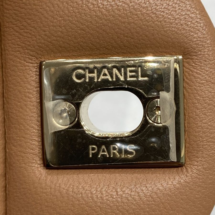 CHANEL 香奈兒 CF23 羊皮 駝色 金釦-10