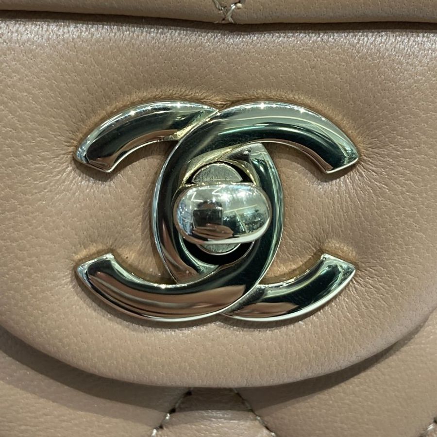 CHANEL 香奈兒 CF23 羊皮 駝色 金釦-11