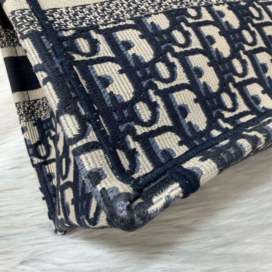 Dior M1265 深藍緹花布 Oblique 刺繡 Booktote手提包 托特包 小號-5