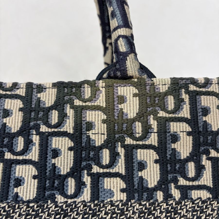 Dior M1265 深藍緹花布 Oblique 刺繡 Booktote手提包 托特包 小號-18