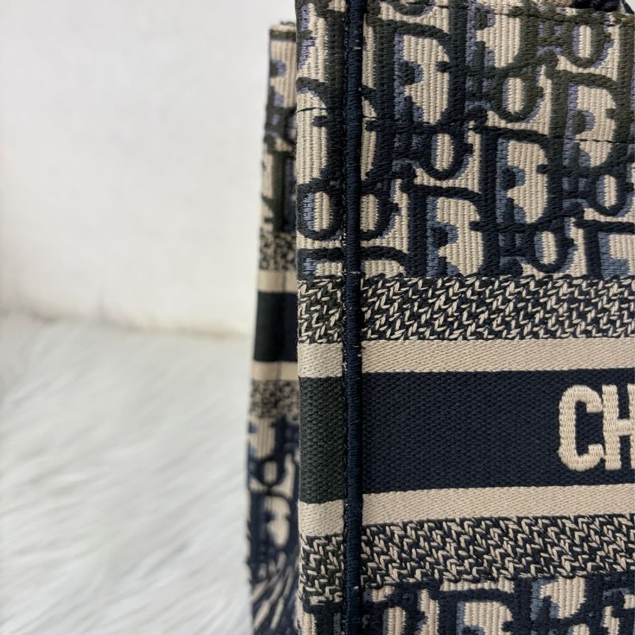 Dior M1265 深藍緹花布 Oblique 刺繡 Booktote手提包 托特包 小號-20