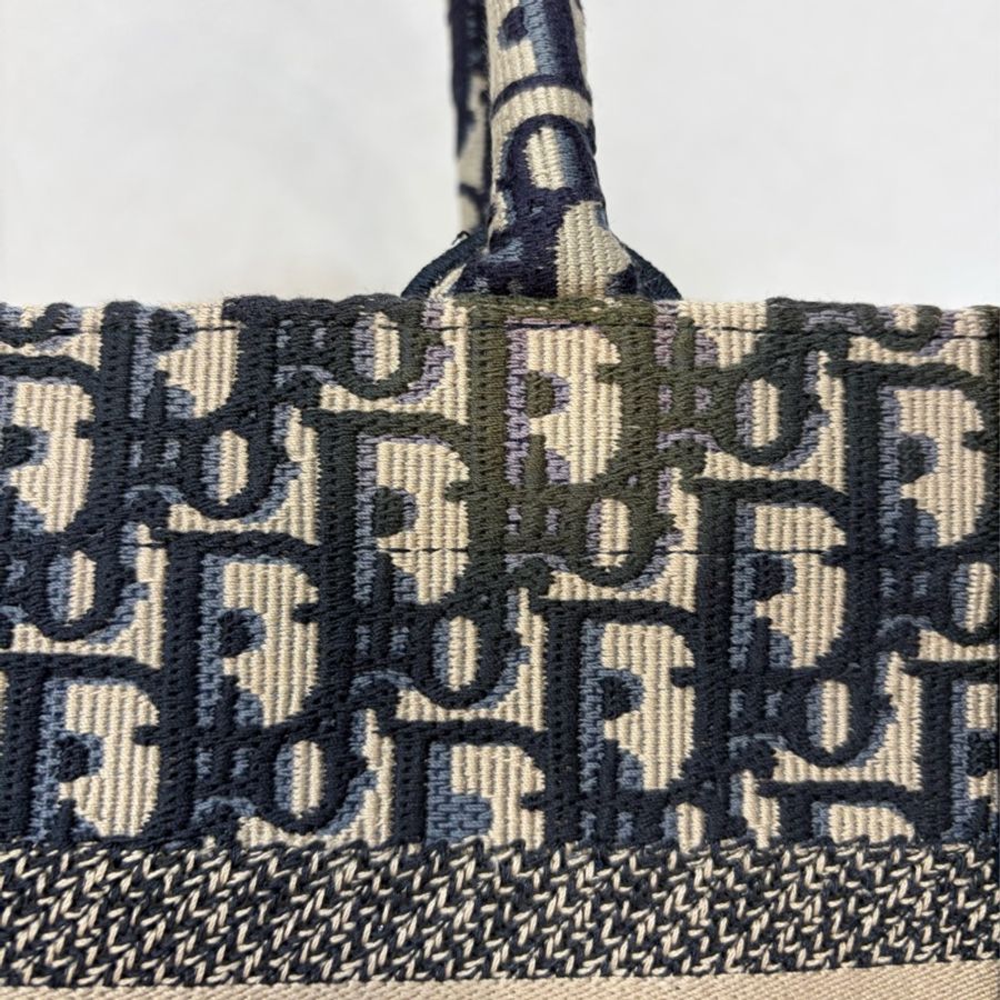 Dior M1265 深藍緹花布 Oblique 刺繡 Booktote手提包 托特包 小號-22
