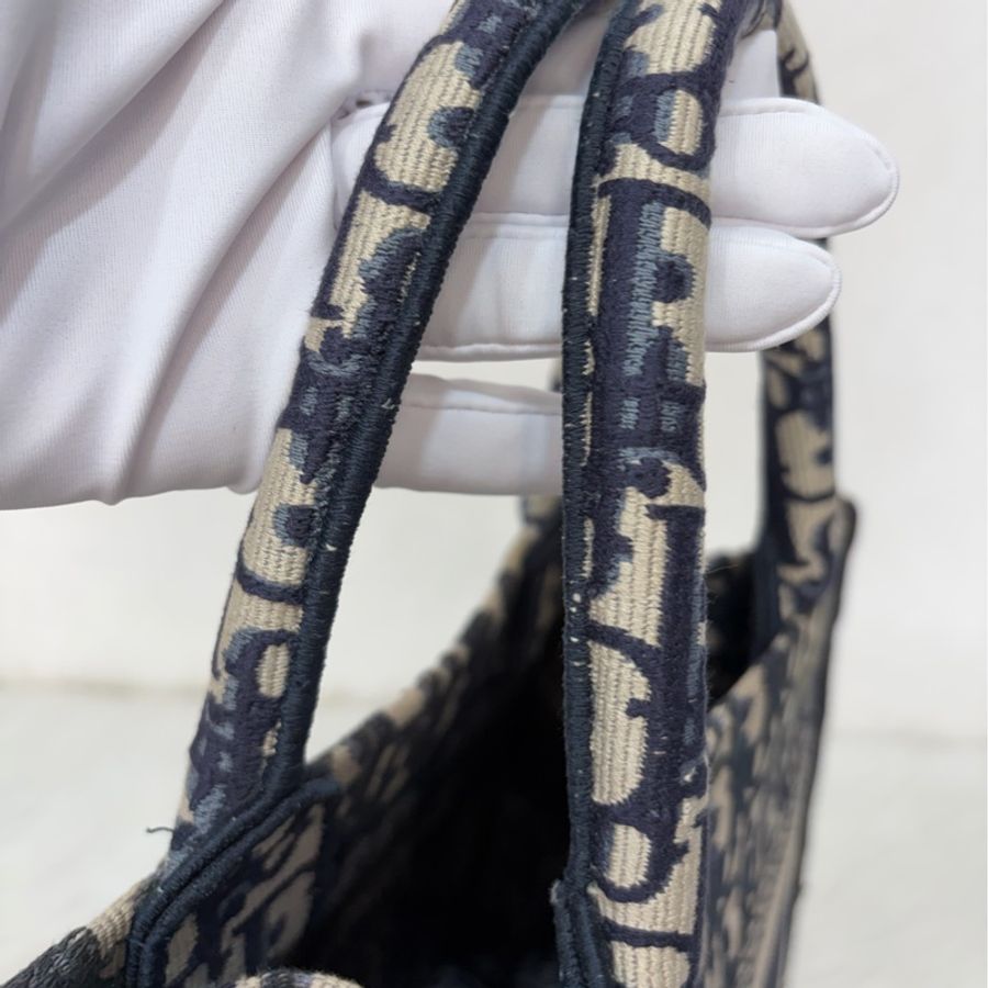 Dior M1265 深藍緹花布 Oblique 刺繡 Booktote手提包 托特包 小號-31