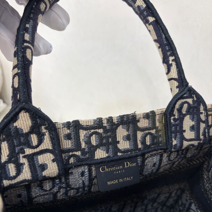 Dior M1265 深藍緹花布 Oblique 刺繡 Booktote手提包 托特包 小號-38
