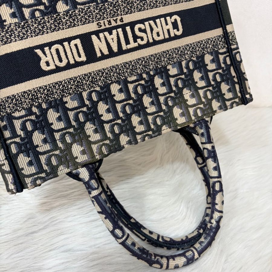 Dior M1265 深藍緹花布 Oblique 刺繡 Booktote手提包 托特包 小號-49