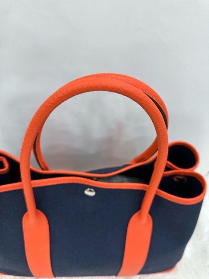 Hermes 愛馬仕garden party 36花園派對包 深藍拼橙 X刻-5