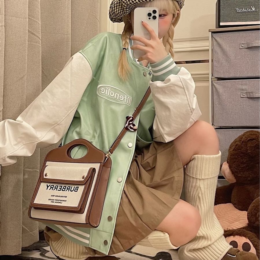 #福利價 Burberry帆布拼皮托特包 Burberry雙色帆布拼皮托特包 ins風 拍照非常出片 容量大 自重輕 非常推薦給喜歡復古風的小姐姐~-0
