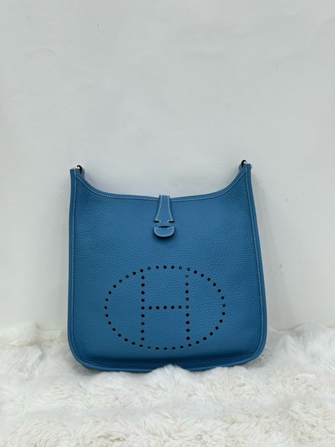 Hermes Evelyne29 伊芙琳29 牛仔藍藍銀扣 框P刻 TC皮-1