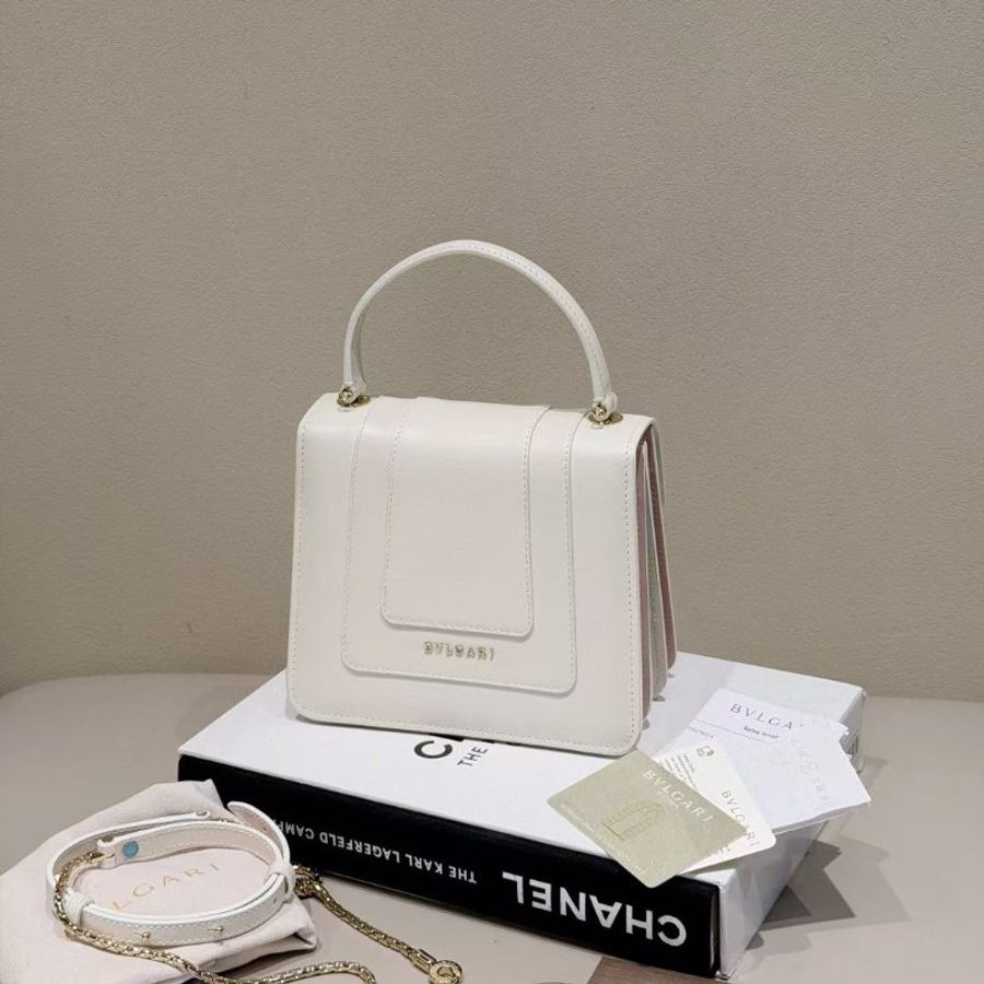 Bvlgari mye粉白蛇頭 牛皮 風琴包18*9*16cm 99新配件塵袋 肩帶 鏡子-8