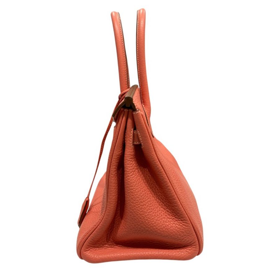 HERMES 愛馬仕 BIRKIN 30 手拿包 橘粉色 銀釦-2