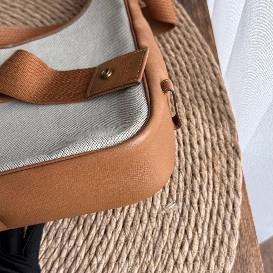 愛馬仕hermes金棕帆布tsako單肩斜挎包-13
