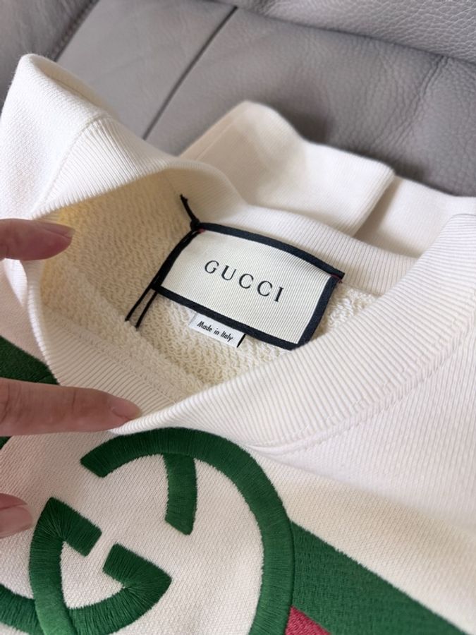 Gucci雙G logo字母經典款衛衣 純棉 米白 女尺碼S 贈禮自用兩相宜-2