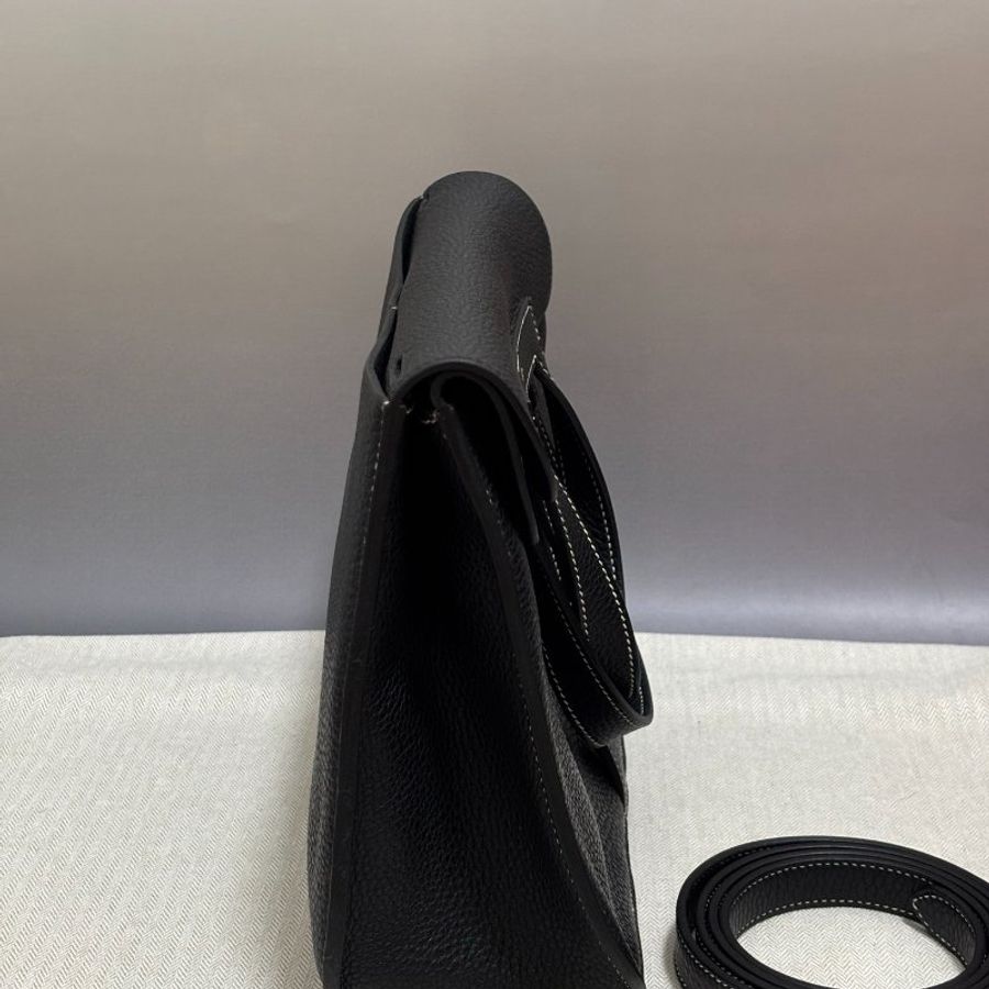 Hermes halzan31黑銀 走白線 31*9*20cm 98新配件肩帶 塵袋-2