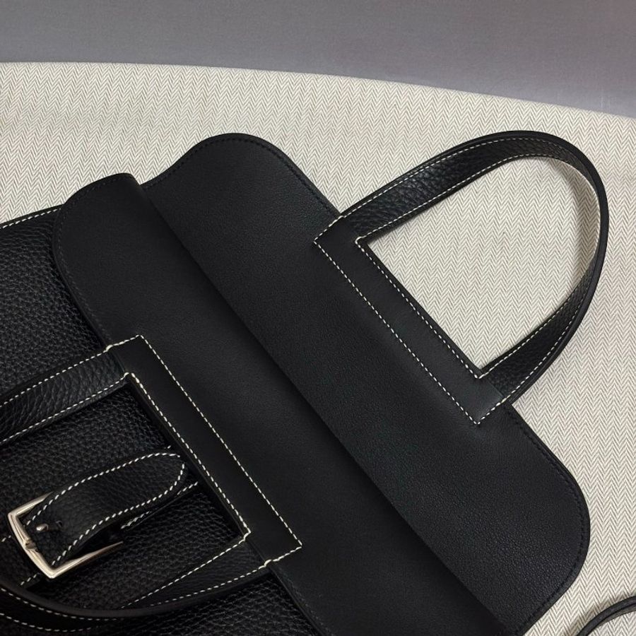 Hermes halzan31黑銀 走白線 31*9*20cm 98新配件肩帶 塵袋-3