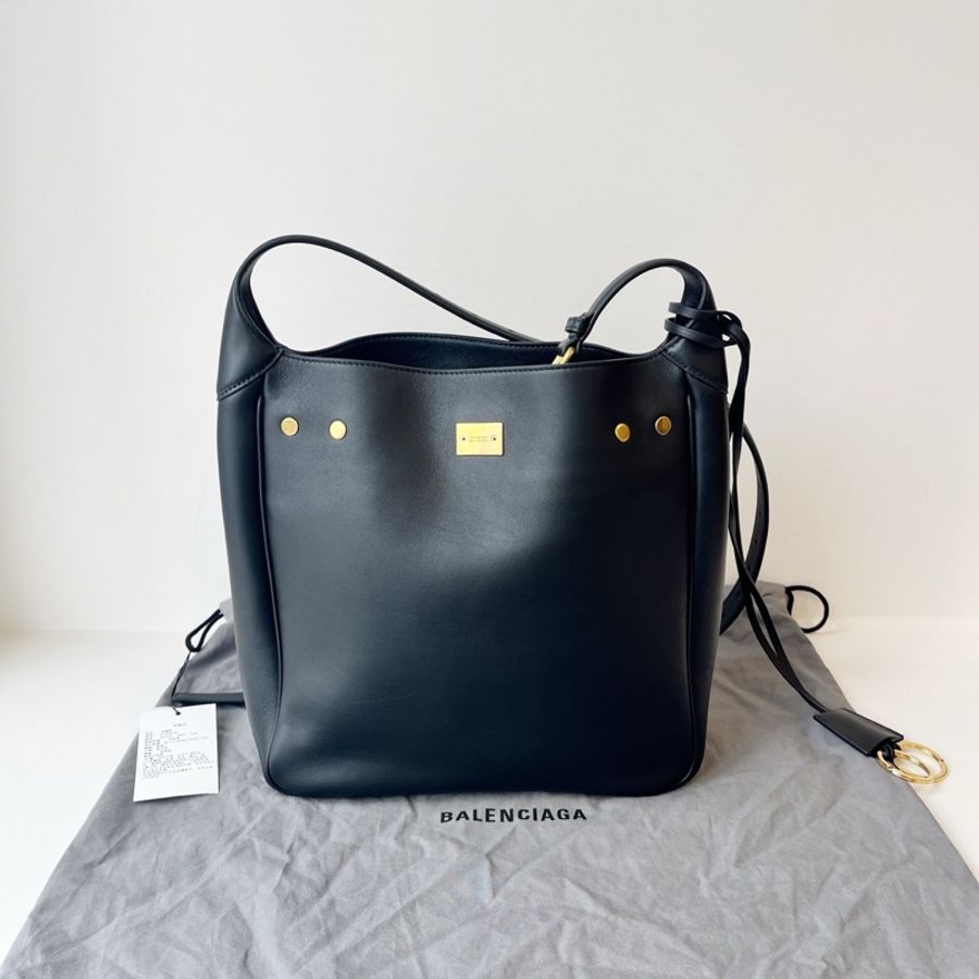 巴黎世家/Balenciaga BEL AIR小號Hobo手袋肩背包,黑色金扣,成色很好-1