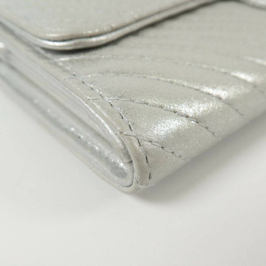 CHANEL 羊皮皮革Long Wallet銀扣長錢包-10