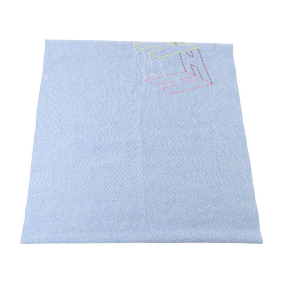 HERMES 羊絨H Perpetuel Scarf 160x40cm圍巾Bleu Ciel-4