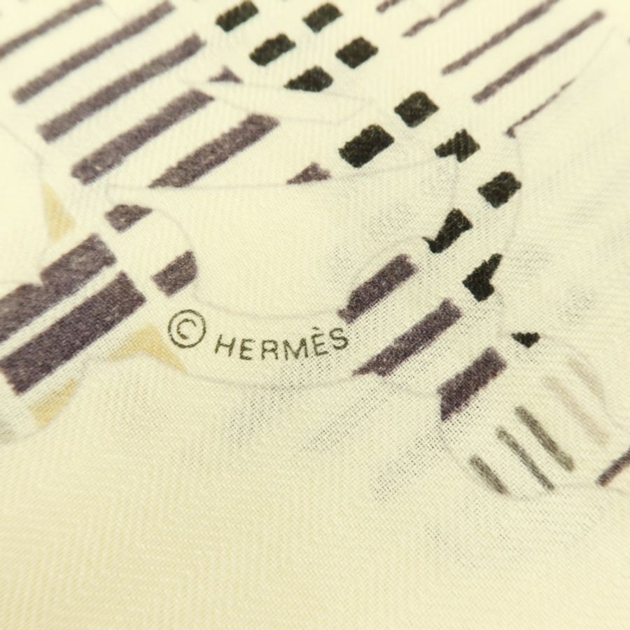 HERMES 羊絨/絲質Scarf 140x140絲巾-6