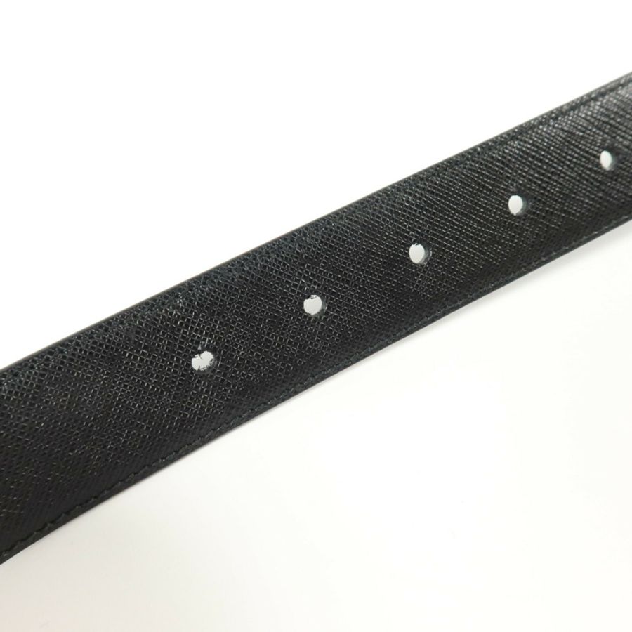 PRADA Saffiano皮革Triangle Saffiano Leather Belt 90cm銀扣皮帶-7