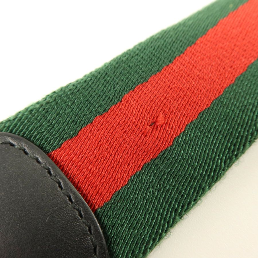 GUCCI 牛皮皮革/帆布GG Buckle Belt 90cm銀扣皮帶-7