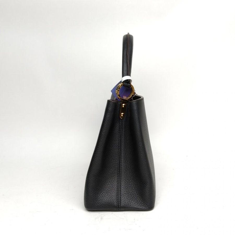 LOUIS VUITTON Capucines中號黑色牛皮金扣2014肩背包-3