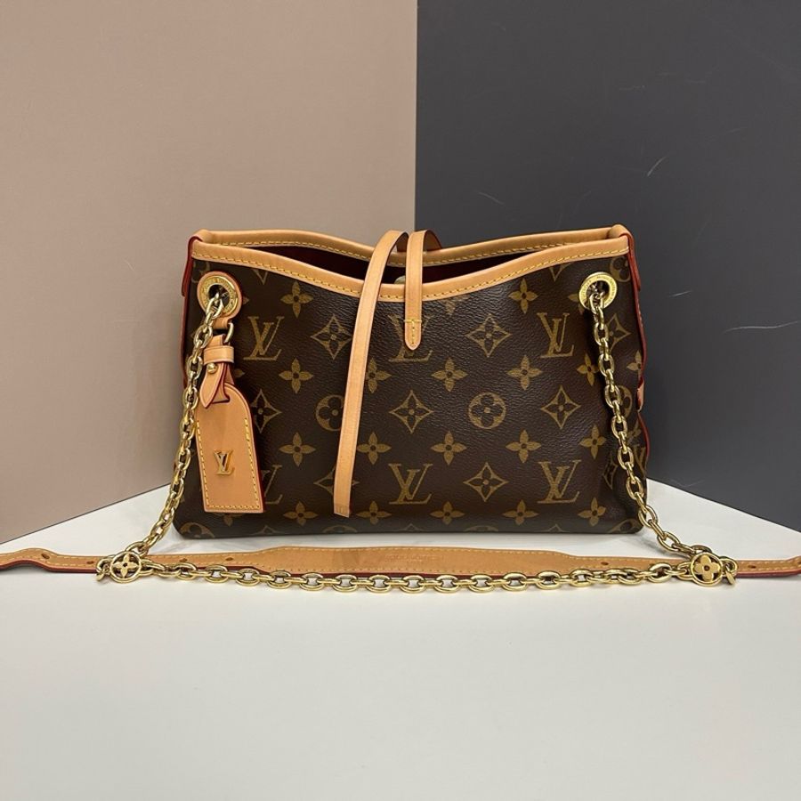 路易威登/Louis Vuitton carryall bb經典老花購物袋肩背包斜挎包 金扣-1