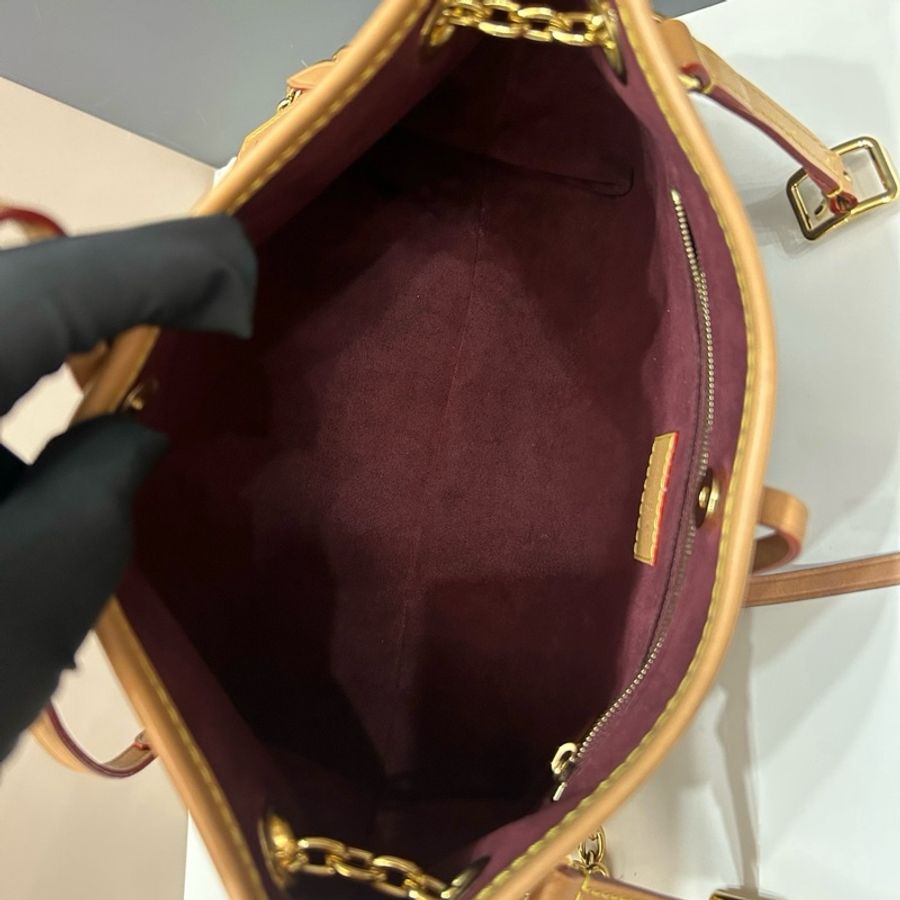 路易威登/Louis Vuitton carryall bb經典老花購物袋肩背包斜挎包 金扣-6