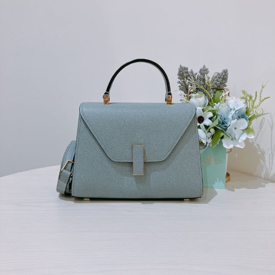 TK2114 Valextra 霧霾藍金扣 手提肩背斜背包 Valextra Iside Crossbody Micro Bag Smokey Blue-10