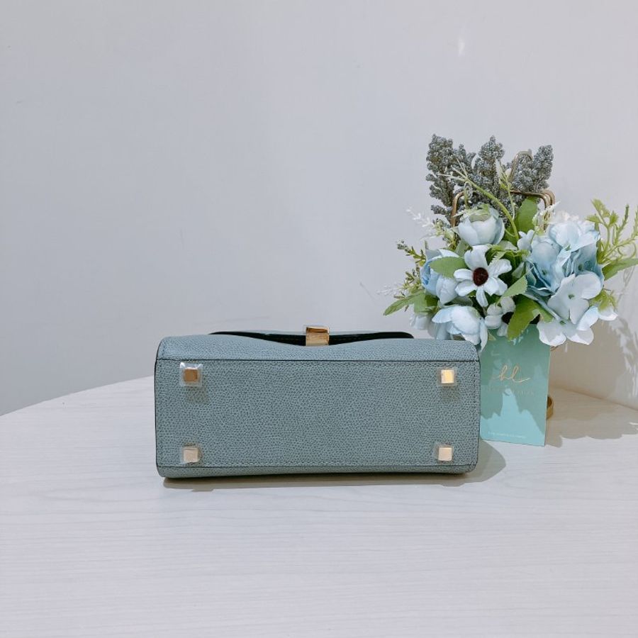 TK2114 Valextra 霧霾藍金扣 手提肩背斜背包 Valextra Iside Crossbody Micro Bag Smokey Blue-16