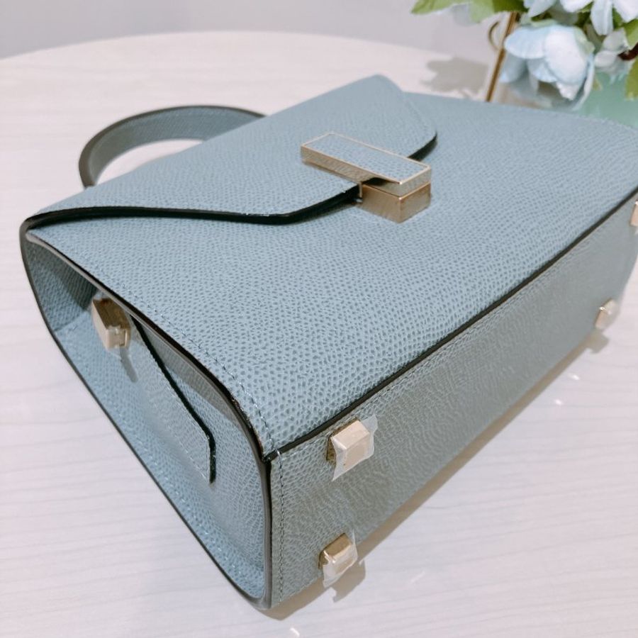 TK2114 Valextra 霧霾藍金扣 手提肩背斜背包 Valextra Iside Crossbody Micro Bag Smokey Blue-17